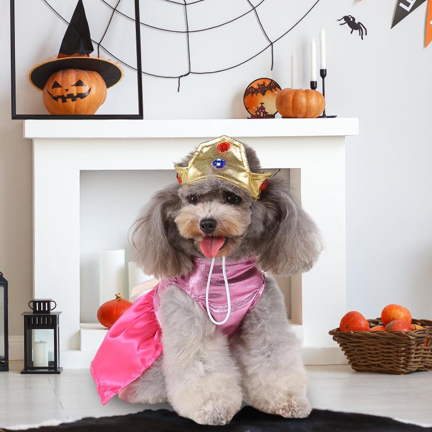 Princess Dog Costume Pink Princess Dress, Cute Queen Dog Halloween Costume Dogs Cosplay Costumes Fashion Dress for Puppy Small Medium Dogs Special Events Funny Photo Props Accessories