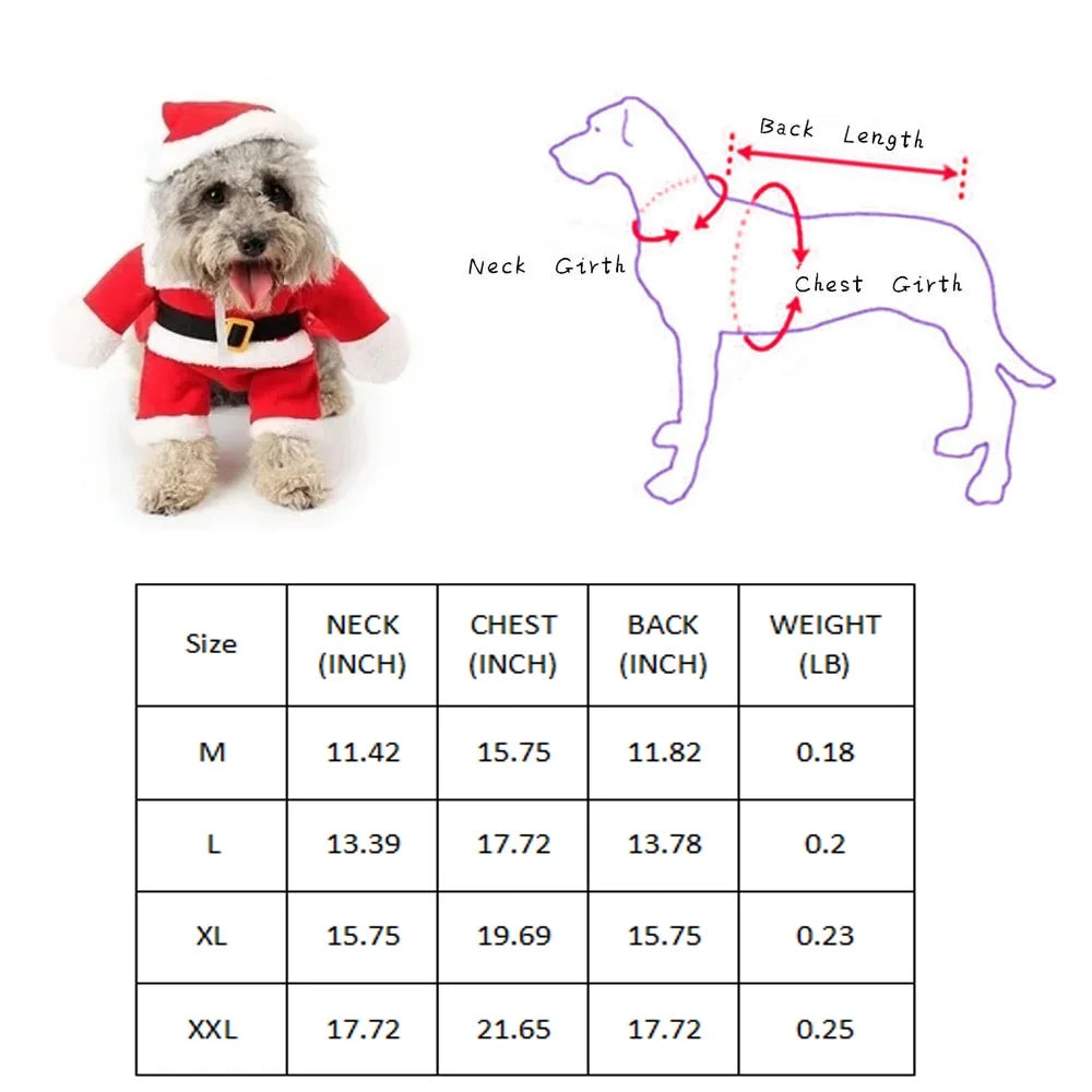 Pet Christmas Costumes Dog Cat Christmas Santa Suit Pet Cosplay Costumes,M