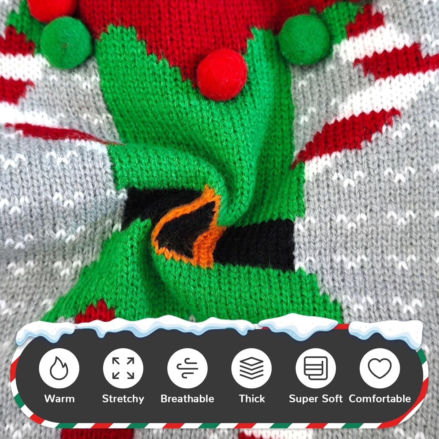 Dog Christmas Sweater Ugly Elf Clown Cat Sweater Vest Pet Jumper Grey Green Holiday Dog Clothes Puppy Sweaters for Small Medium Large Dogs Cats Fall Winter Outfits Xmas Dogs Costume,Xx-Small