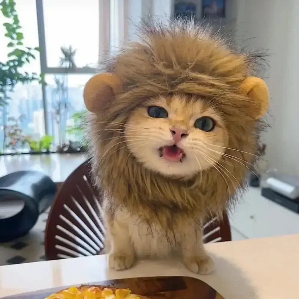 Decorative Pet Hat Soft Lightweight Lion-Style Hats Breathable Pet Hood Adorable Pet Photography Props Cat Costume Cosplay