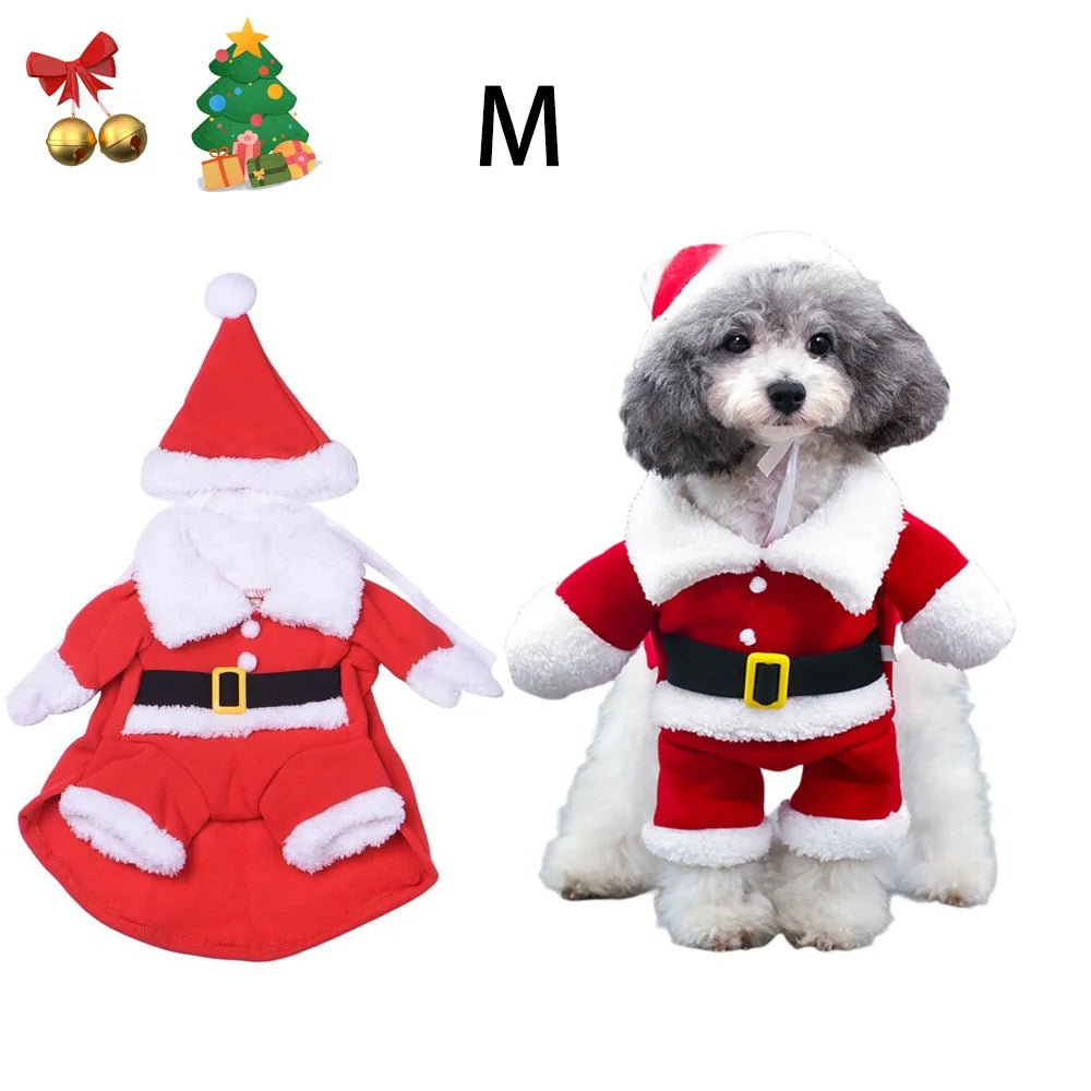 Pet Christmas Costumes Dog Cat Christmas Santa Suit Pet Cosplay Costumes,M