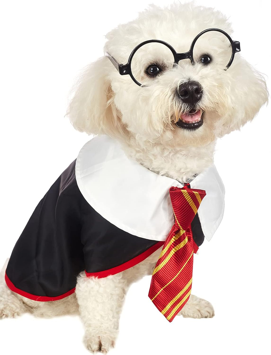 Pet Halloween Dog Shirts Funny Cat Wizard Costume Cute Apparel Soft Clothes with Glasses (X-Large,Neck:21")