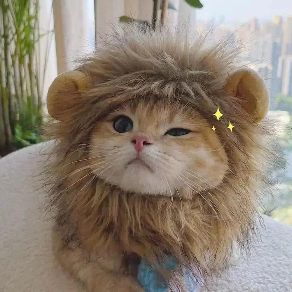 Decorative Pet Hat Soft Lightweight Lion-Style Hats Breathable Pet Hood Adorable Pet Photography Props Cat Costume Cosplay