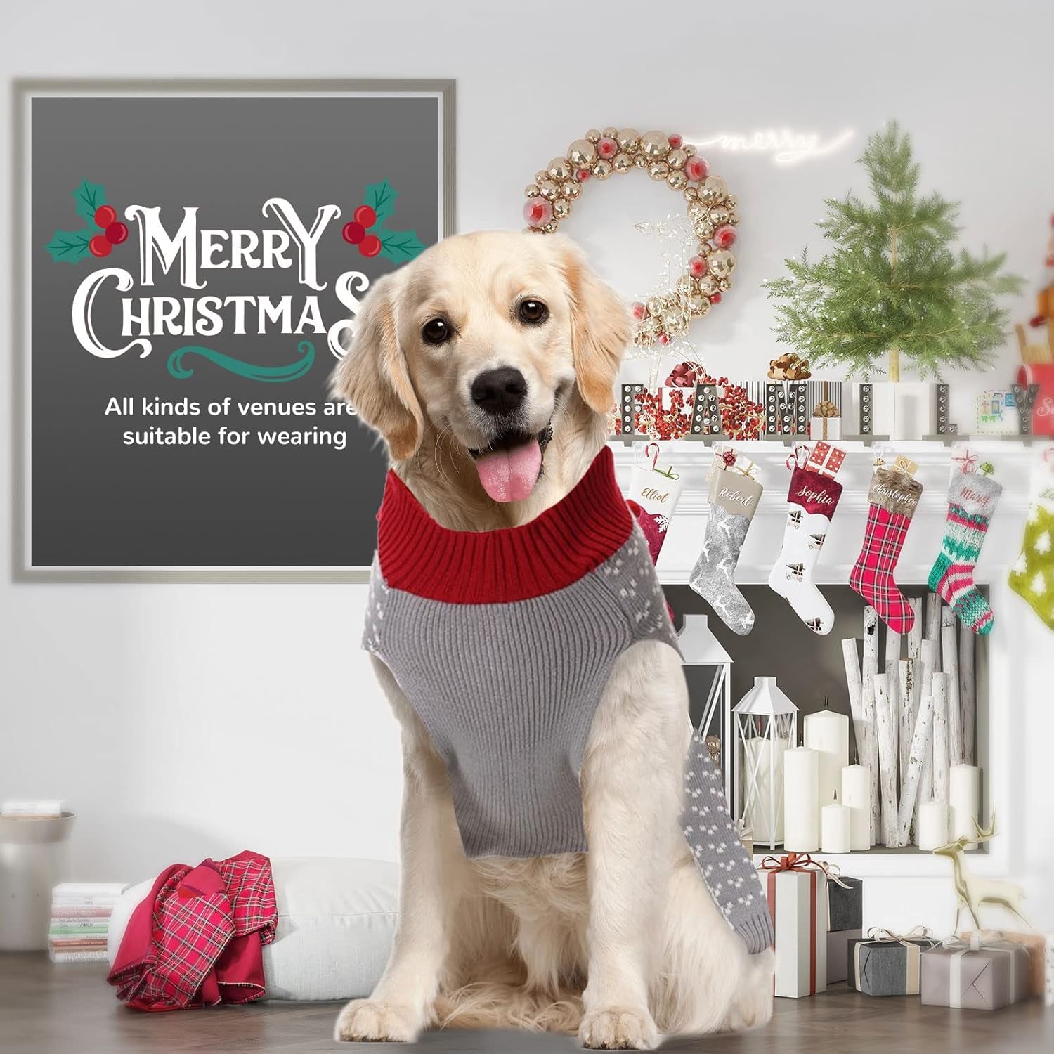 Dog Christmas Sweater Ugly Elf Clown Cat Sweater Vest Pet Jumper Grey Green Holiday Dog Clothes Puppy Sweaters for Small Medium Large Dogs Cats Fall Winter Outfits Xmas Dogs Costume,Xx-Small