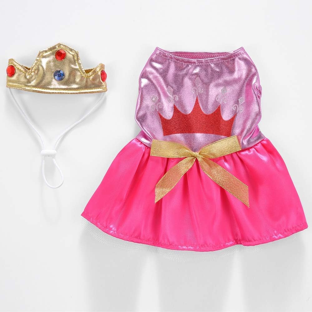 Princess Dog Costume Pink Princess Dress, Cute Queen Dog Halloween Costume Dogs Cosplay Costumes Fashion Dress for Puppy Small Medium Dogs Special Events Funny Photo Props Accessories