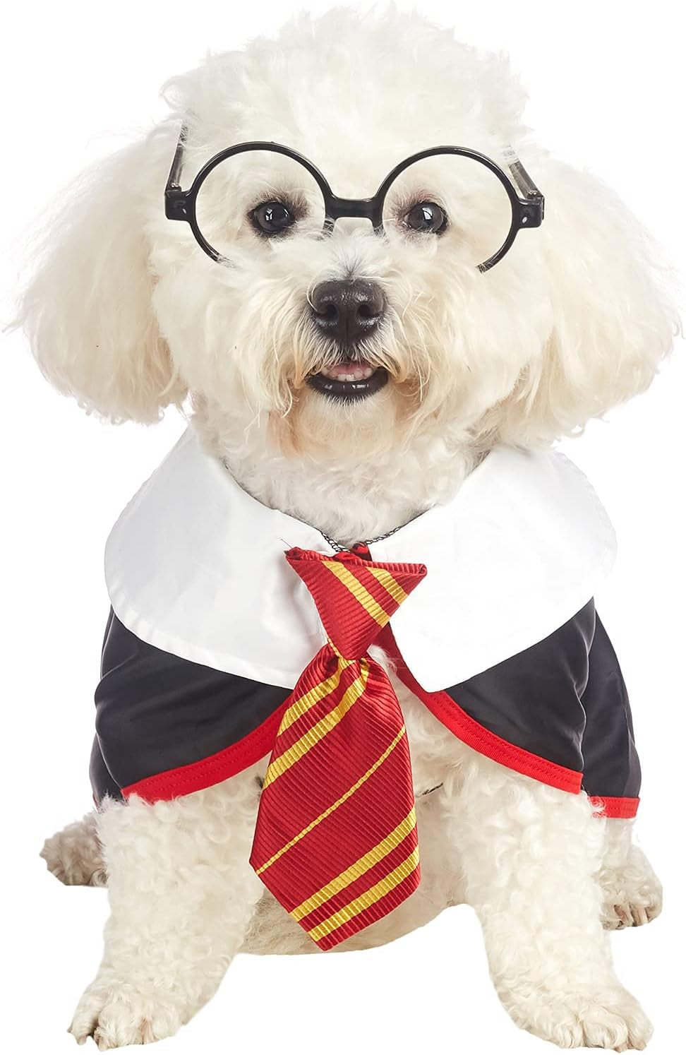 Pet Halloween Dog Shirts Funny Cat Wizard Costume Cute Apparel Soft Clothes with Glasses (X-Large,Neck:21")